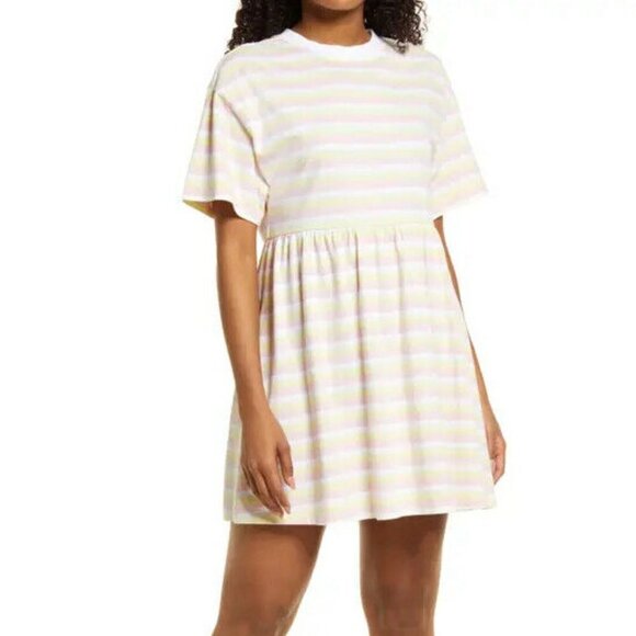 BP Women Striped Mini Baby Dress BNWOT  Short Sleeve Organic Cotton - Picture 1 of 7